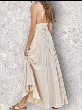 By Together Oatmeal spaghetti, strap maxi dress, size Small